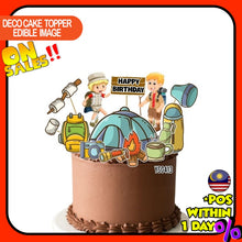 Load image into Gallery viewer, [CUSTOM NAME] Happy Birthday Cake Topper Camping(Berkhemah) Decoration Set Party Accessories Banner Hiasan Kek Design
