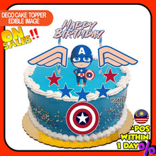 Load image into Gallery viewer, [CUSTOM NAME] Happy Birthday Cake Topper Captain America Decoration Set Party Accessories Banner Hiasan Kek Design
