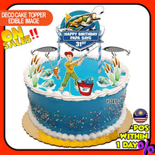 Load image into Gallery viewer, [CUSTOM NAME] Happy Birthday Cake Topper Fishing (Memancing) Decoration Set Party Accessories Banner Hiasan Kek Design
