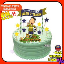 Load image into Gallery viewer, [CUSTOM NAME] Happy Birthday Cake Topper Bola Kampung Decoration Set Party Accessories Banner Hiasan Kek Design
