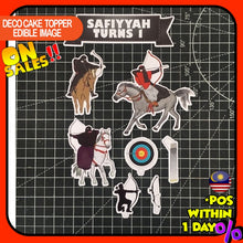 Load image into Gallery viewer, [CUSTOM NAME] Happy Birthday Cake Topper Memanah Archery Decoration Set Party Accessories Banner Hiasan Kek Design
