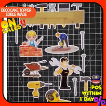 Load image into Gallery viewer, [CUSTOM NAME] Happy Birthday Cake Topper Handyman Tukang Rumah Decoration Set Party Accessories Banner Hiasan Kek Design
