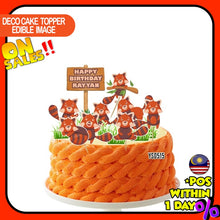 Load image into Gallery viewer, [CUSTOM NAME] Happy Birthday Cake Topper Red Panda Decoration Set Party Accessories Banner Hiasan Kek Design
