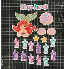 Load image into Gallery viewer, [CUSTOM NAME] Happy Birthday Cake Topper Mermaid Decoration Set Party Accessories Banner Hiasan Kek Design
