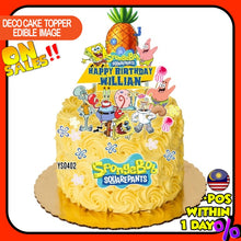 Load image into Gallery viewer, [CUSTOM NAME] Happy Birthday Cake Topper SpongeBob Decoration Set Party Accessories Banner Hiasan Kek Design
