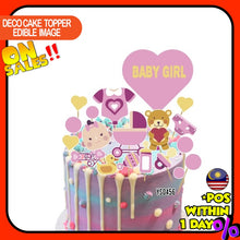 Load image into Gallery viewer, [CUSTOM NAME] Happy Birthday Cake Topper Baby Shower Decoration Set Party Accessories Banner Hiasan Kek Design
