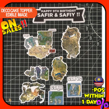 Load image into Gallery viewer, [CUSTOM NAME] Happy Birthday Cake Topper GTA MAP Decoration Set Party Accessories Banner Hiasan Kek Design
