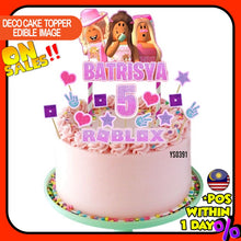 Load image into Gallery viewer, [CUSTOM NAME] Happy Birthday Cake Topper Roblox Girl Decoration Set Party Accessories Banner Hiasan Kek Design
