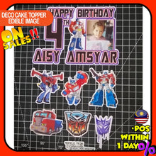 Load image into Gallery viewer, [CUSTOM NAME] Happy Birthday Cake Topper Transformers Decoration Set Party Accessories Banner Hiasan Kek Design
