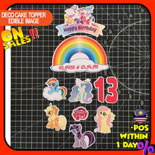 Load image into Gallery viewer, [CUSTOM NAME] Happy Birthday Cake Topper My Little Pony Decoration Set Party Accessories Banner Hiasan Kek Design
