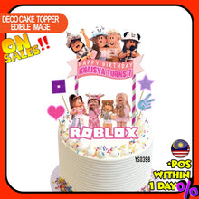 Load image into Gallery viewer, [CUSTOM NAME] Happy Birthday Cake Topper Roblox Girl Decoration Set Party Accessories Banner Hiasan Kek Design
