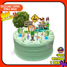 Load image into Gallery viewer, [CUSTOM NAME] Happy Birthday Cake Topper Fishing (Memancing)  Decoration Set Party Accessories Banner Hiasan Kek Design
