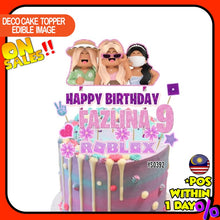 Load image into Gallery viewer, [CUSTOM NAME] Happy Birthday Cake Topper Roblox Girl Decoration Set Party Accessories Banner Hiasan Kek Design
