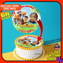 Load image into Gallery viewer, Printing EI Custom Image Upin &amp; Ipin Edible Image Print Cake Photo Icing Paper Birthday Sticker Kek Topper Sheet
