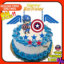 Load image into Gallery viewer, [CUSTOM NAME] Happy Birthday Cake Topper Captain America Decoration Set Party Accessories Banner Hiasan Kek Design
