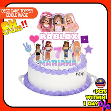 Load image into Gallery viewer, [CUSTOM NAME] Happy Birthday Cake Topper Roblox Girl Decoration Set Party Accessories Banner Hiasan Kek Design
