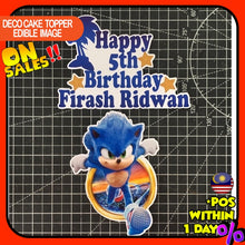 Load image into Gallery viewer, [CUSTOM NAME] Happy Birthday Cake Topper Sonic Decoration Set Party Accessories Banner Hiasan Kek Design
