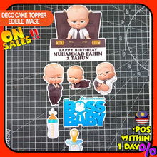 Load image into Gallery viewer, [CUSTOM NAME] Happy Birthday Cake Topper Boss Baby Decoration Set Party Accessories Banner Hiasan Kek Design
