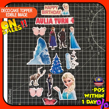 Load image into Gallery viewer, [CUSTOM NAME] Happy Birthday Cake Topper Frozen Decoration Set Party Accessories Banner Hiasan Kek Design
