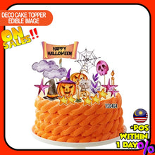 Load image into Gallery viewer, [CUSTOM NAME] Happy Birthday Cake Topper Halloween Decoration Set Party Accessories Banner Hiasan Kek Design
