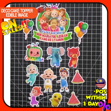 Load image into Gallery viewer, [CUSTOM NAME] Happy Birthday Cake Topper Cocomelon Decoration Set Party Accessories Banner Hiasan Kek Design
