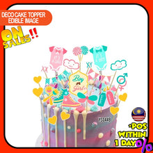 Load image into Gallery viewer, [CUSTOM NAME] Happy Birthday Cake Topper Baby shower Decoration Set Party Accessories Banner Hiasan Kek Design
