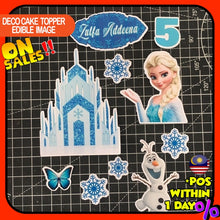 Load image into Gallery viewer, [CUSTOM NAME] Happy Birthday Cake Topper Frozen Decoration Set Party Accessories Banner Hiasan Kek Design
