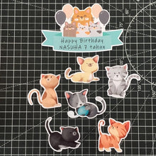 Load image into Gallery viewer, [CUSTOM NAME] Happy Birthday Cake Topper Cat (Kucing) Decoration Set Party Accessories Banner Hiasan Kek Design
