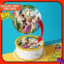 Load image into Gallery viewer, Printing EI Disney Tangled Rapunzel Wallpape Edible Image Print Cake Photo Icing Paper Birthday Sticker Kek Topper Sheet
