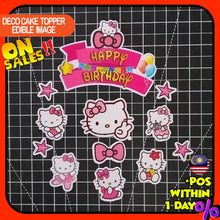 Load image into Gallery viewer, READY STOCK Happy Birthday Cake Topper Hello Kitty Decoration Set Party Accessories Banner Hiasan Kek Design
