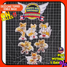 Load image into Gallery viewer, [CUSTOM NAME] Happy Birthday Cake Topper Tails (Sonic the Hedgehog) Decoration Set Party Accessories Banner Hiasan Kek D
