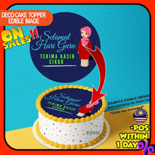 Load image into Gallery viewer, Printing EI Selamat Hari Guru 1 Edible Image Print Cake Photo Icing Paper Birthday Sticker Kek Topper Sheet
