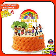 Load image into Gallery viewer, [CUSTOM NAME] Happy Birthday Cake Topper Upin &amp; Ipin Decoration Set Party Accessories Banner Hiasan Kek Design
