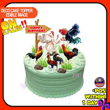 Load image into Gallery viewer, [CUSTOM NAME] Happy Birthday Cake Topper Ayam laga Decoration Set Party Accessories Banner Hiasan Kek Design
