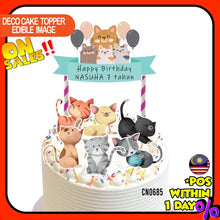Load image into Gallery viewer, [CUSTOM NAME] Happy Birthday Cake Topper Cat (Kucing) Decoration Set Party Accessories Banner Hiasan Kek Design
