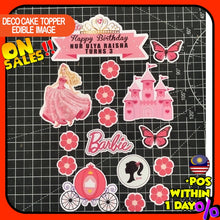 Load image into Gallery viewer, [CUSTOM NAME] Happy Birthday Cake Topper Barbie Decoration Set Party Accessories Banner Hiasan Kek Design
