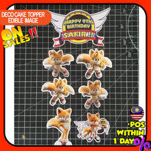 Load image into Gallery viewer, [CUSTOM NAME] Happy Birthday Cake Topper Sonic Miles 'Tails' Prower Decoration Set Party Accessories Banner Hiasan Kek

