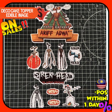 Load image into Gallery viewer, [CUSTOM NAME] Happy Birthday Cake Topper Siren Head Decoration Set Party Accessories Banner Hiasan Kek Design
