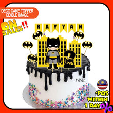 Load image into Gallery viewer, [CUSTOM NAME] Happy Birthday Cake Topper Batman Decoration Set Party Accessories Banner Hiasan Kek Design
