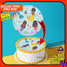Load image into Gallery viewer, Printing Cute Black Mermaids Edible Image Print Cake Photo Icing Paper Birthday Sticker Kek Topper Sheet
