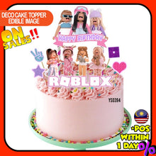 Load image into Gallery viewer, [CUSTOM NAME] Happy Birthday Cake Topper Roblox Girl Decoration Set Party Accessories Banner Hiasan Kek Design

