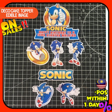 Load image into Gallery viewer, [CUSTOM NAME] Happy Birthday Cake Topper Sonic Decoration Set Party Accessories Banner Hiasan Kek Design
