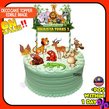 Load image into Gallery viewer, [CUSTOM NAME] Happy Birthday Cake Topper Binatang Animal Decoration Set Party Accessories Banner Hiasan Kek Design
