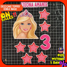 Load image into Gallery viewer, [CUSTOM NAME] Happy Birthday Cake Topper Barbie Decoration Set Party Accessories Banner Hiasan Kek Design
