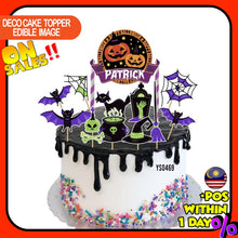 Load image into Gallery viewer, [CUSTOM NAME] Happy Birthday Cake Topper Halloween Decoration Set Party Accessories Banner Hiasan Kek Design
