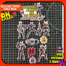 Load image into Gallery viewer, [CUSTOM NAME] Happy Birthday Cake Topper Kamen Rider Decoration Set Party Accessories Banner Hiasan Kek Design
