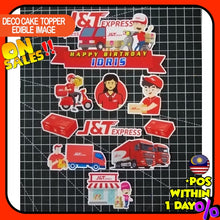 Load image into Gallery viewer, [CUSTOM NAME] Happy Birthday Cake Topper J&amp;T Express Decoration Set Party Accessories Banner Hiasan Kek Design
