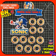 Load image into Gallery viewer, [CUSTOM NAME] Happy Birthday Cake Topper Sonic Decoration Set Party Accessories Banner Hiasan Kek Design
