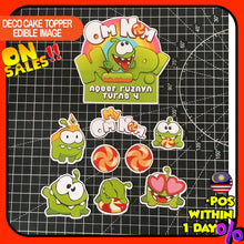 Load image into Gallery viewer, [CUSTOM NAME] Happy Birthday Cake Topper My Om Nom Decoration Set Party Accessories Banner Hiasan Kek Design
