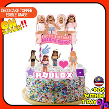 Load image into Gallery viewer, [CUSTOM NAME] Happy Birthday Cake Topper Roblox Girl Decoration Set Party Accessories Banner Hiasan Kek Design
